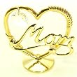 Gold & Clear Swarovski Crystal Mom Heart Sculpture Gift