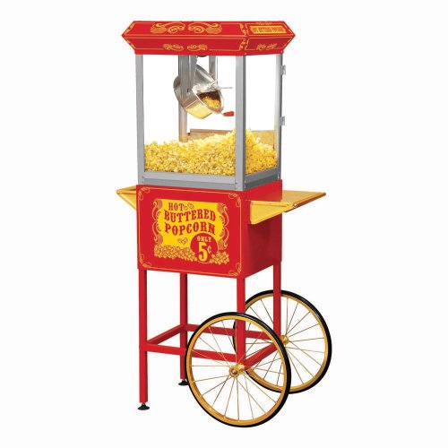 Funtime FT860CR Antique Carnival-Style 8-Ounce Hot-Oil Popcorn Popper with Cart, Red On Sale