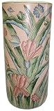 Pink Iris Umbrella Stand - 18"H, Hand Painted Porcelain