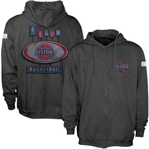 Cheap NBA Sportiqe-ESPN Detroit Pistons Charcoal Pancakes Distressed Full Zip Hoody Sweatshirt