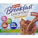 Carnation Instant Breakfast Essentials, Variety Pack, No Sugar, 8-Count Packets (Pack of 4)