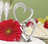 Hortense B. Hewitt Wedding Accessories Sparkling Love Double Heart Silver-Plated Cake Top, 5-1/2-Inch Tall