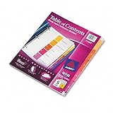 Avery Ready Index Contemporary Table Of Contents Dividers, 5-Tabs, Letter Size, Assorted, 6 Sets per Pack