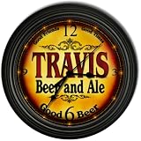 TRAVIS 'S Beer and Ale Cascading Pub Wall Clock