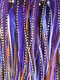 Sexy Sparkles 4" to 7" in Length 5 Dark Purple with Natural Brown Mix Feathers for Hair E