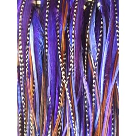 Sexy Sparkles 4" to 7" in Length 5 Dark Purple with Natural Brown Mix Feathers for Hair Extension! 5 Feathers