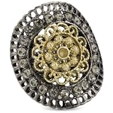 Leslie Danzis Gunmetal Dome With Crystal Ring,
