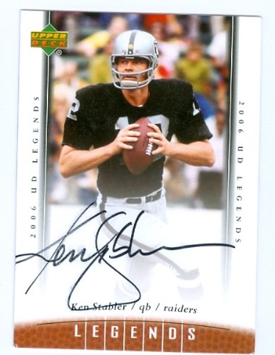 Ken Stabler Autographed/Hand Signed Football Card (Oakland Raiders) 2006 Upper Deck Legends #22