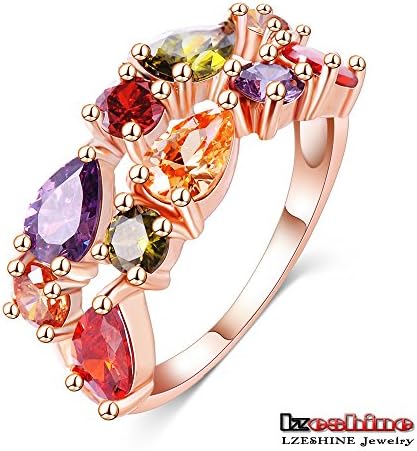 Salinla Jewelry Trendy Women ring Colorful Rose Gold Plated Wedding ring Genuine Zircon ring Ruby CRI0242-A
