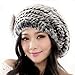 URSFUR Winter Women's Rex Rabbit Beret Hats with Flower