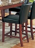 Kansas Black Leather Cherry Counter Stool (Set of 2)