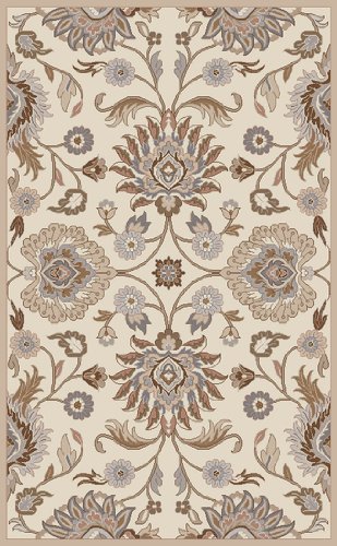 8' x 10' Octavia Antique White, Brown and Grey Hand Tufted Oval Wool Throw Rug