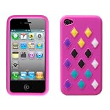 BRAND NEW HOT PINK APPLE IPHONE LOZENGE SILICONE CASE COVER FOR THE 4 4G WITH...