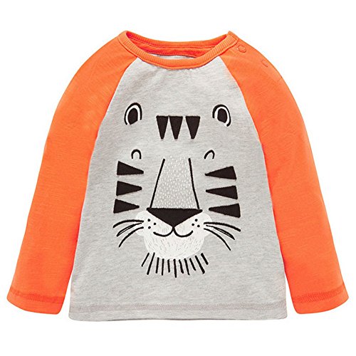 Soda Park Boys Long Sleeve Solid Cotton Cute Tiger Graphic T Shirt