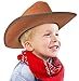 Narwhal Novelties Junior Cowboy Hat, Brown with Bandanna, Red; Bandanna & Cowboy Hat for Kids, Unisex