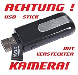 Produkt-Bild: Spionage (DVR, Camcorder, CCTV, Digital) Mini Kamera (Nur hier mit Deutscher Anleitung!) &Uuml;berwachungskamera Digitalkamera Diktierger&auml;t Bewegungsmelder im USB Stick f&uuml;r Ihre Sicherheit. Speicher bis auf 32 GB erweiterbar! Batterie enthalten.