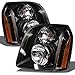 AKKON - For 07-14 GMC Yukon/Yukon XL Denali Hybrid Amber OE Style Headlights Head Lamps Black Housing Assembly