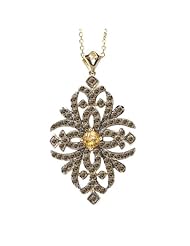 Tivolia Collection 14K Yellow Gold Cognac Diamond Dangle Pendant with Citrine