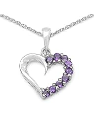0.45 Carat Genuine Amethyst Heart Shape 925 Sterling Silver Pendant