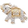 Goldtone Metal Simulated Pearl and Crystal Elephant Pin