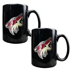 Phoenix Coyotes NHL 2pc Black Ceramic Mug Set - Primary Logo by Great American Products