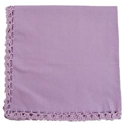 Lavendar Crochet Trim Cloth Dinner Napkins Set of 12