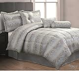 7Pcs King Iver Platinum Jacquard Comforter Bedding Set