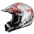 AFX Stunt Adult FX-17 MotoX Motorcycle Helmet w/ Free B&F Heart Sticker Bundle - Red/White