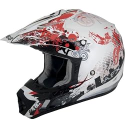 AFX Stunt Adult FX-17 MotoX Motorcycle Helmet w/ Free B&F Heart Sticker Bundle - Red/White
