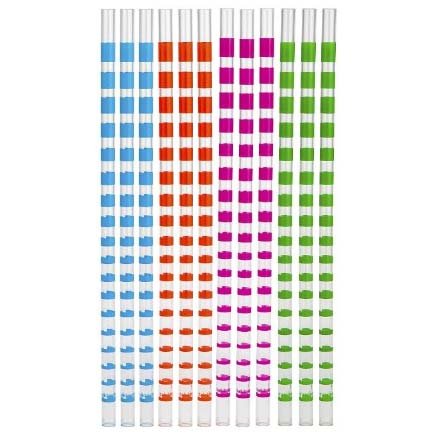 Zak Reusable Polycarbonate Stripe Straws - Set of 12