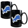 NFL Detroit Lions Two Piece Black Ceramic Mug Set - Primary Logo