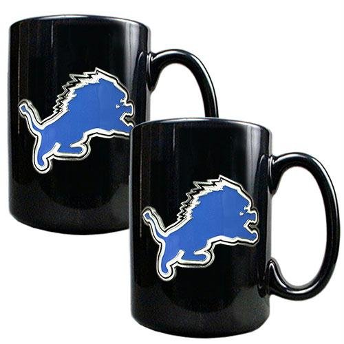NFL Detroit Lions Two Piece Black Ceramic Mug Set - Primary Logo