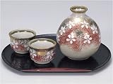 九谷焼酒器 桜 徳利(とっくり)とお猪口のセット