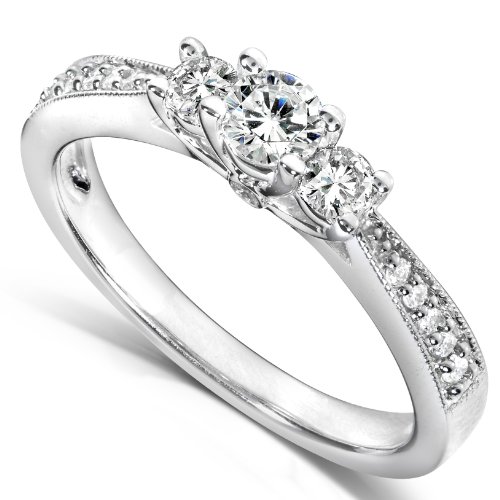 1/3ct TW Three-Stone Round Brilliant Diamond Engagement Ring in 14Kt Gold 1/3ct TW Three-Stone Round Brilliant Diamond Engagement Ring in 14Kt Gold