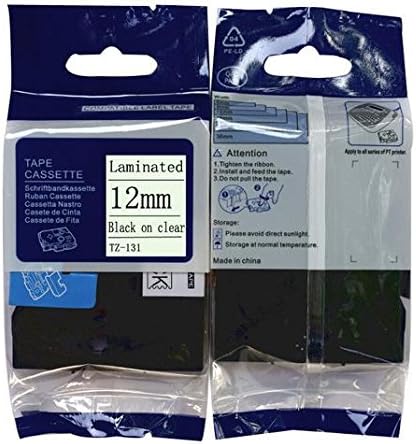Ink Choice Compatible Tz131 Tze131 Label Tape 12mm Black on Clear for Brother P-touch Printers - 12mm Wide X 8m Length