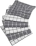 DII 100% Cotton, Machine Washable, Basic Everyday Kitchen Dish Cloth, Windowpane Design, 12 x 12" Set of 6- Gray