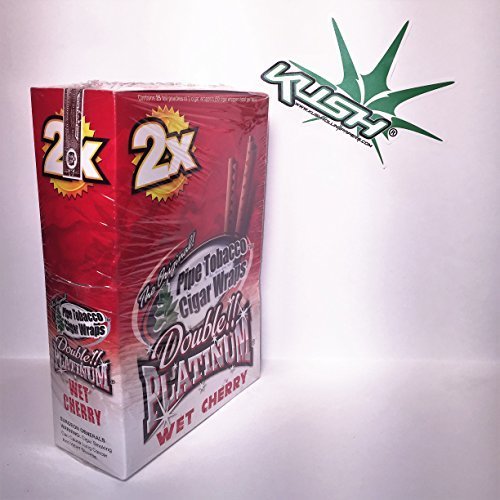 Double Platinum Wraps 2x Wet Cherry Flavor Box of 25 Packs - Limited Edition Kush Sticker