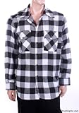 YAGO YG2108 Mens Long Sleeve Button Down Plaid Flannel Collar Shirt (Black/White, S-3X)