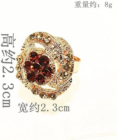 LingKing 2015 New Fashion Brand Design Cheap Hollow Out Full Multicolor Rhinestone Golden Rose Flower Rings
