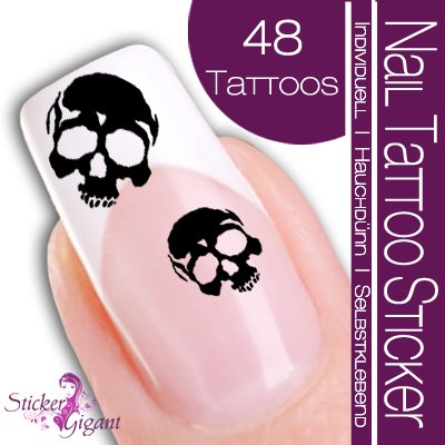 Nail Tattoo Sticker Totenkopf / Sch&auml;del - schwarz Preisvergleich