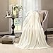 HYSEAS Flannel Fleece Throw Blanket Ivory - Super Soft Plush Microfiber Solid Blanket for Couch, Bed, Chair, Sofa - Fuzzy Cozy Lightweight - 50x60 Inch