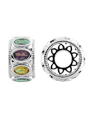 Storywheel® Amethyst, Citrine, and Swiss Blue Topaz Bead/ Charm in 925 Sterling Silver