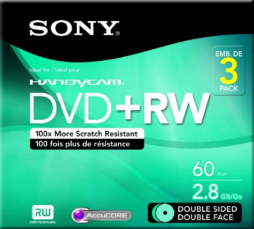 Sony 3DPW60DSR2H 8cm Double-Sided DVD+RW (3-Pack with Hang Tab)