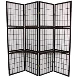 Partition - 65" Japanese Shoji Privacy Floor Screen Room Divider w/ Double Shelf - Rosewood
