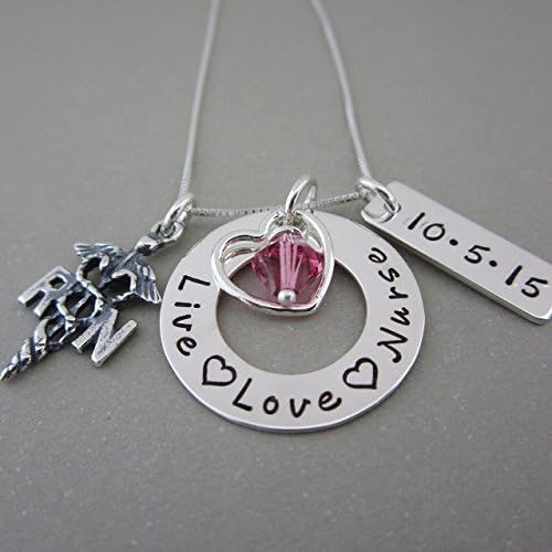 Choose YOUR Caduceus, Nurses Day Gift, Custom Nurse Necklace, Live. Love. Nurse Practitioner