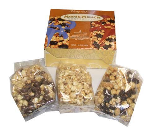 Harry and David Moose Munch Confection 3 Bag Holiday Christmas Gift Box 1 Pound 14 Ounces by Caramels