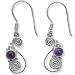Sterling Silver Amethyst Cabochon Round Dangle Earrings by Sajen