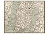 Sepia Map Of New York Art Poster PRINT Vision studio 19x13