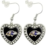 NFL Baltimore Ravens Crystal Heart Earrings with Team Logo