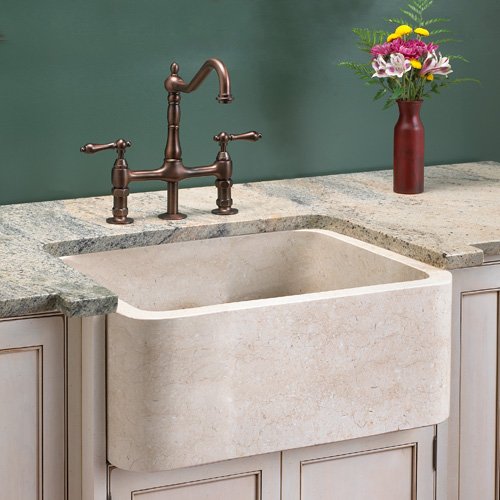 18 x 15 x 10 Polished Marble Farmhouse Prep Sink - Polished Carrara Marble